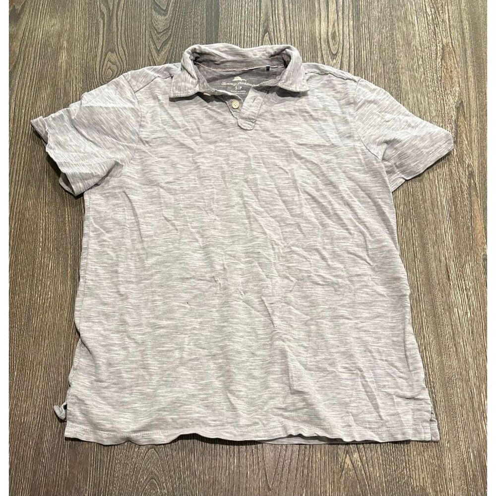 Tommy Bahama Mens Cotton Polo Shirt Short Sleeves Collared Neck Gray Size S